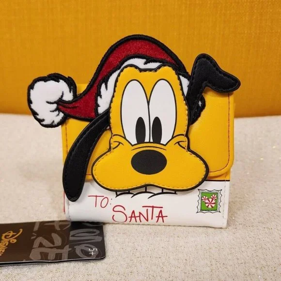 Loungefly Disney Pluto Santa Letter Holiday Flap Wallet NEW - Picture 2 of 16